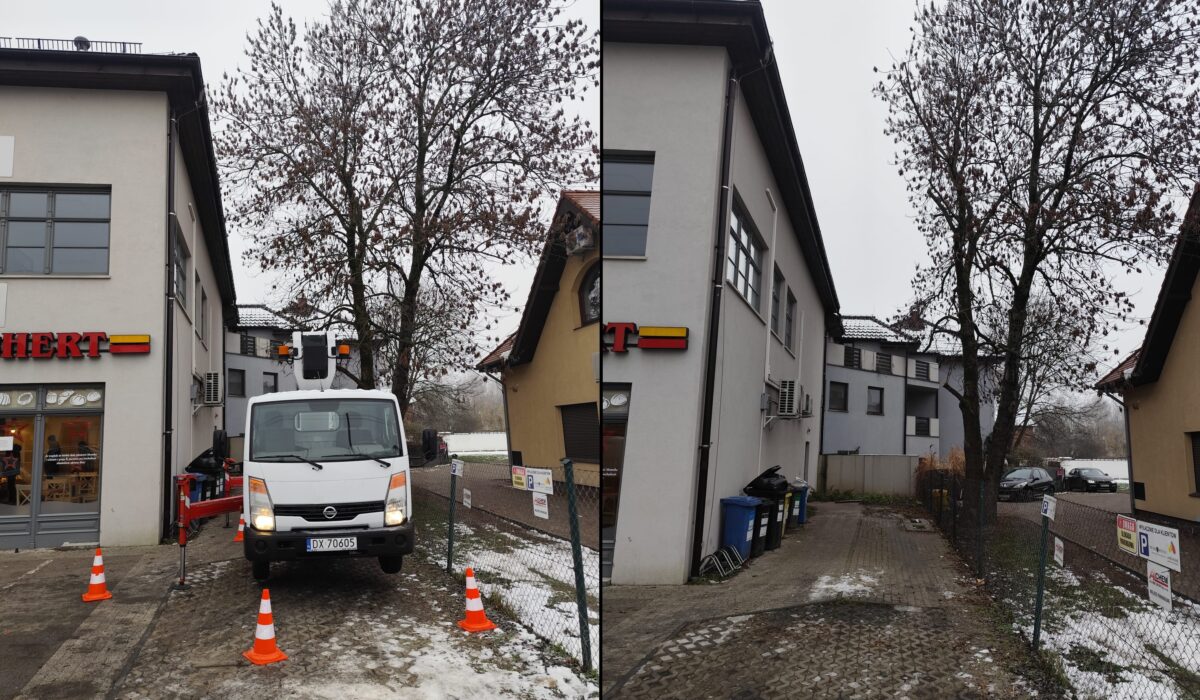 Przycinanie drzew z podnośnika koszowego